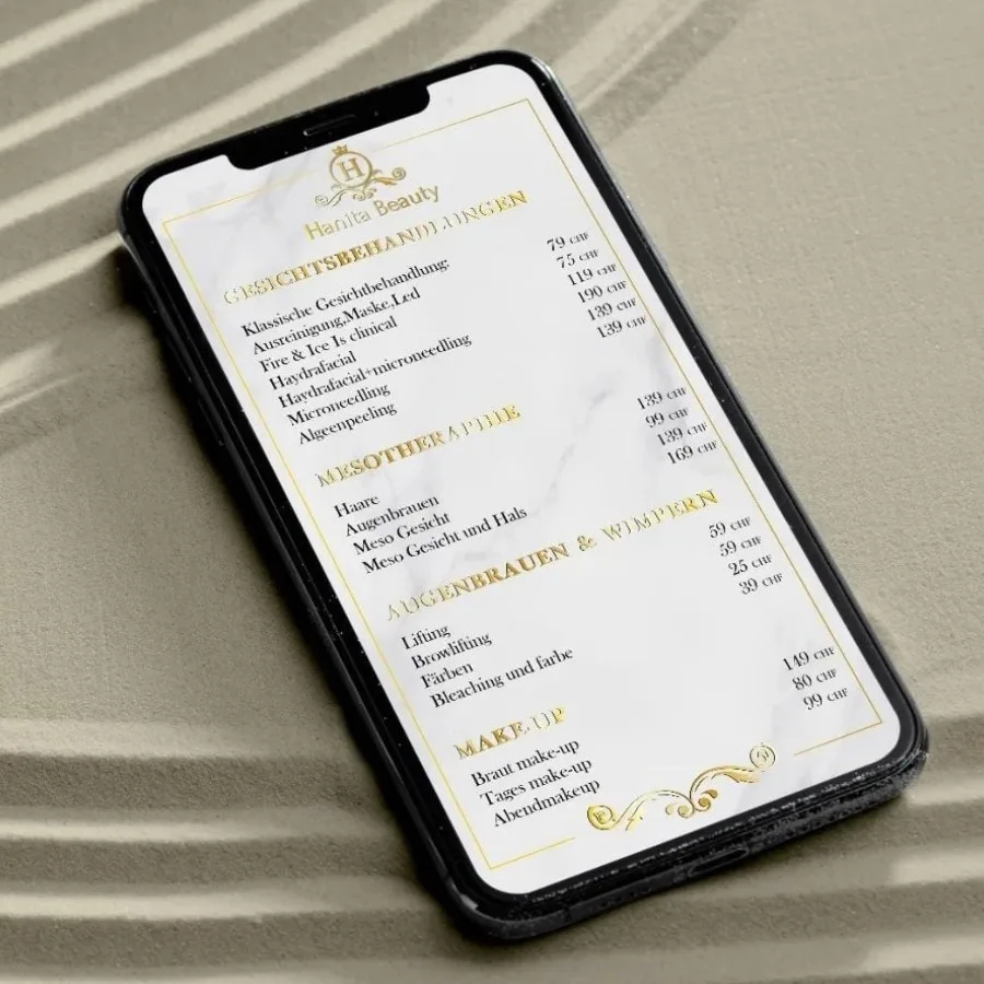 Kreatives Preislisten Design für Social Media Beiträge