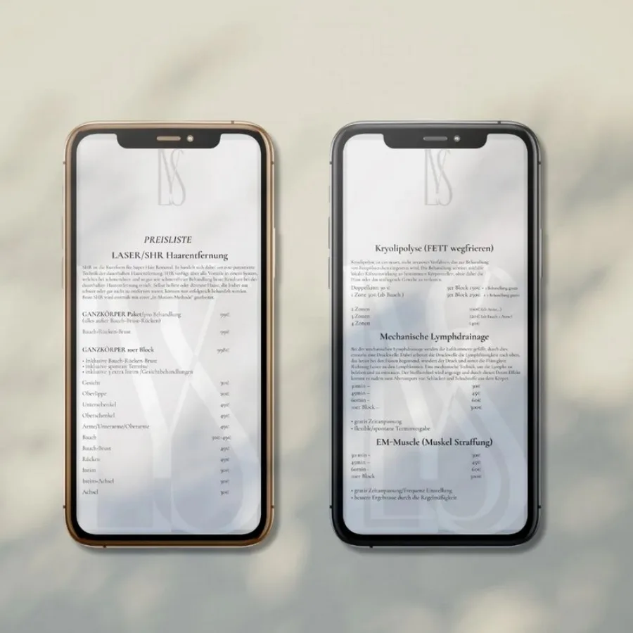 Preislisten Design für Social Media mit modernem Layout